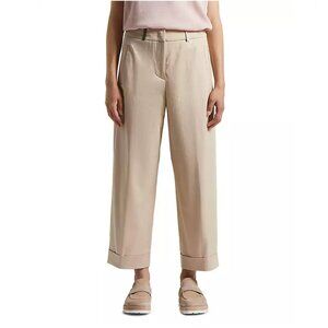 Peserico Khaki Cuffed Pants Trousers Womens 44 8 Beige Tan High Rise Cropped